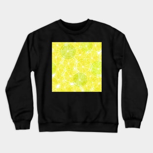 Lemon lime transparent slice print. Vibrant summer watercolor pencil illustration. Translucent yellow citrus fruits Crewneck Sweatshirt